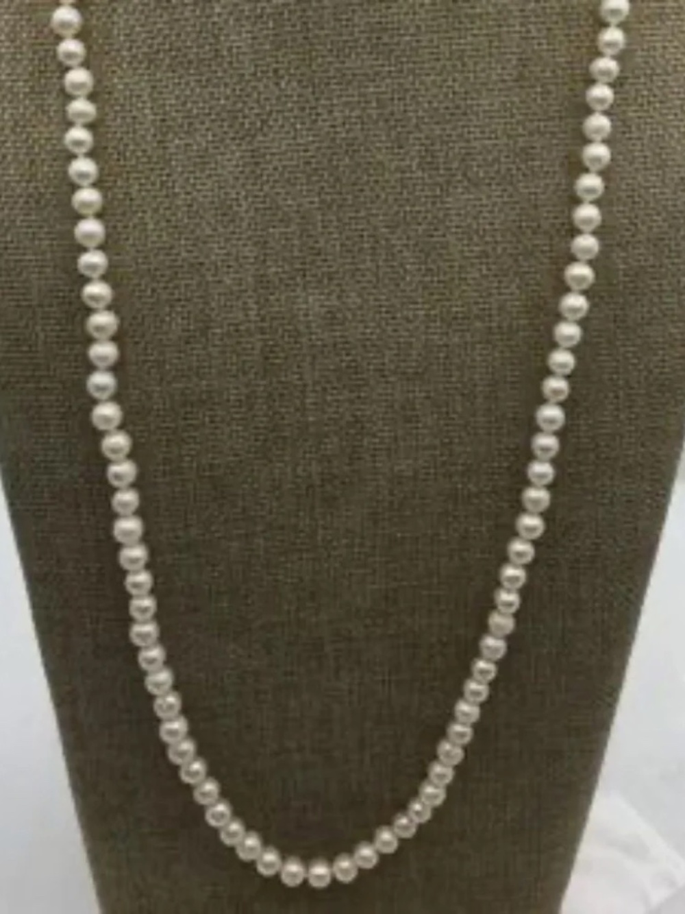 34" AA 7mm White REAL Cultured Pearl HAND KNOTTED Necklace - Picture 5 of 6